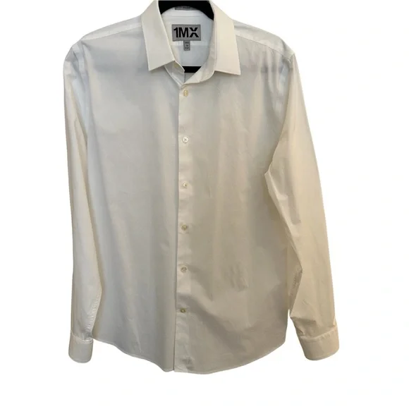 Express Fitted Classic White Stretch Cotton 1MX Dress Shirt Size Large - Picture 2 of 7
